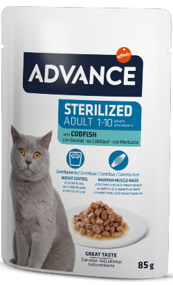 Advance Cat Sterilized Codfish | Wet (Saqueta) Caixa 12 Saquetas 85 g