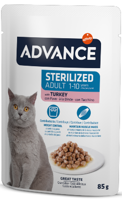 Advance Cat Sterilized Turkey | Wet (Saqueta) Caixa 12 Saquetas 85 g