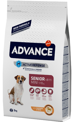 Ração para Cão Advance Dog Mini Senior +8 Chicken & Rice 3 kg