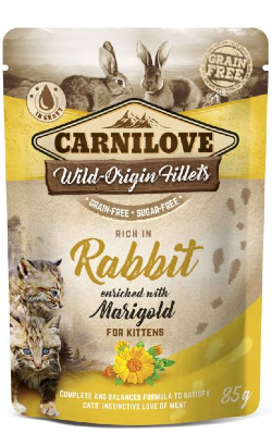 Carnilove Grain-Free Cat Rabbit with Marigold for Kittens | Wet (Saqueta) 85 g