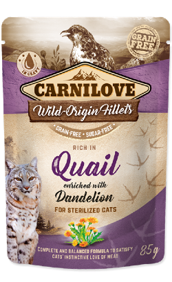 Carnilove Grain-Free Cat Sterilized Quail with Dandelion | Wet (Saqueta) 24 X 85 g
