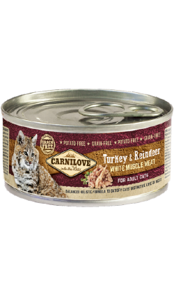 Carnilove Grain-Free Turkey & Reindeer for Adult Cats | Wet (Lata) 100 g