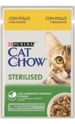 Cat Chow Adult Sterilised Chicken & Eggplant | Wet (Saqueta) 26 X 85 g