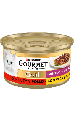 Gourmet Gold Duplo Prazer com Carne de Vaca & Frango | Wet (Lata) 24 X 85 g