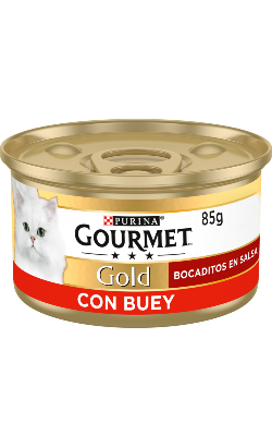 Gourmet Gold Pedacinhos em molho com Carne de Vaca | Wet (Lata) 24 X 85 g