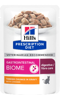 Hills Prescription Diet Feline GI Biome Chicken in Gravy | Wet (Saqueta) Cx c/ 12 saquetas 85g
