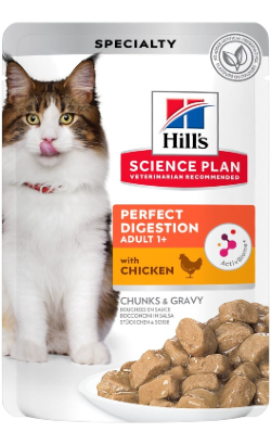 Hills Science Plan Cat Perfect Digestion Adult with Chicken | Wet (Saqueta) Cx c/ 12 saquetas 85 g