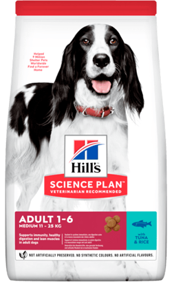 Ração para Cão Hills Science Plan Dog Adult Medium with Tuna & Rice 12 kg