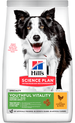 Hills Science Plan Dog Youthful Vitality Medium Mature Adult 7+ with Chicken & Rice 2,5 kg