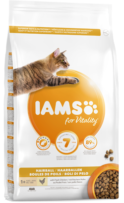 Iams for Vitality Adult Cat Food Hairball Reduction with Fresh Chicken 10 kg
