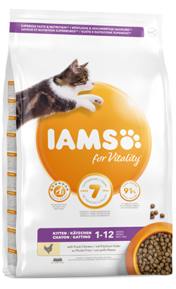 Ração para Gatos Iams for Vitality Cat Kitten Food with Fresh Chicken 10 kg