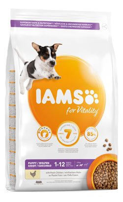 Iams for Vitality Small and Medium Breed Dog Puppy Food with Fresh Chicken 12 kg