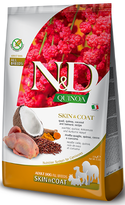 N&D Quinoa Dog Skin & Coat Quail & Coconut All Breeds 2,5 kg