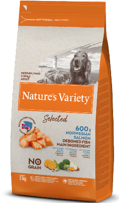 Natures Variety Dog Selected No Grain Medium Maxi Adulto Salmão da Noruega 10 kg