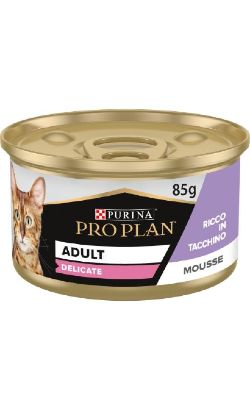 Pro Plan Cat Adult Delicate Mousse With Turkey Terrine| Wet (Lata)	 24 X 85 g