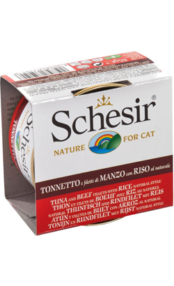 Schesir Cat Atum com Filete de Carne e Arroz ao Natural | Wet (Lata) 14 X 85 g