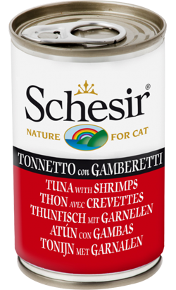 Schesir Cat Atum com Gambas em Gelatina Natural | Wet (Lata) 24 X 140 g