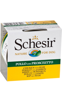 Schesir Dog Filete de Frango com Presunto em Gelatina | Wet (Lata) 10 X 150 g